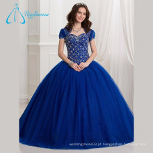 Blue Puffy Ball Gowns Querida Quinceanera Vestidos Com Jaqueta